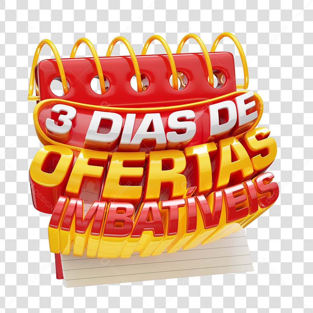 Três Dias de Ofertas Imbatíveis Selo 3D Dourado Vermelho para Composição PSD
