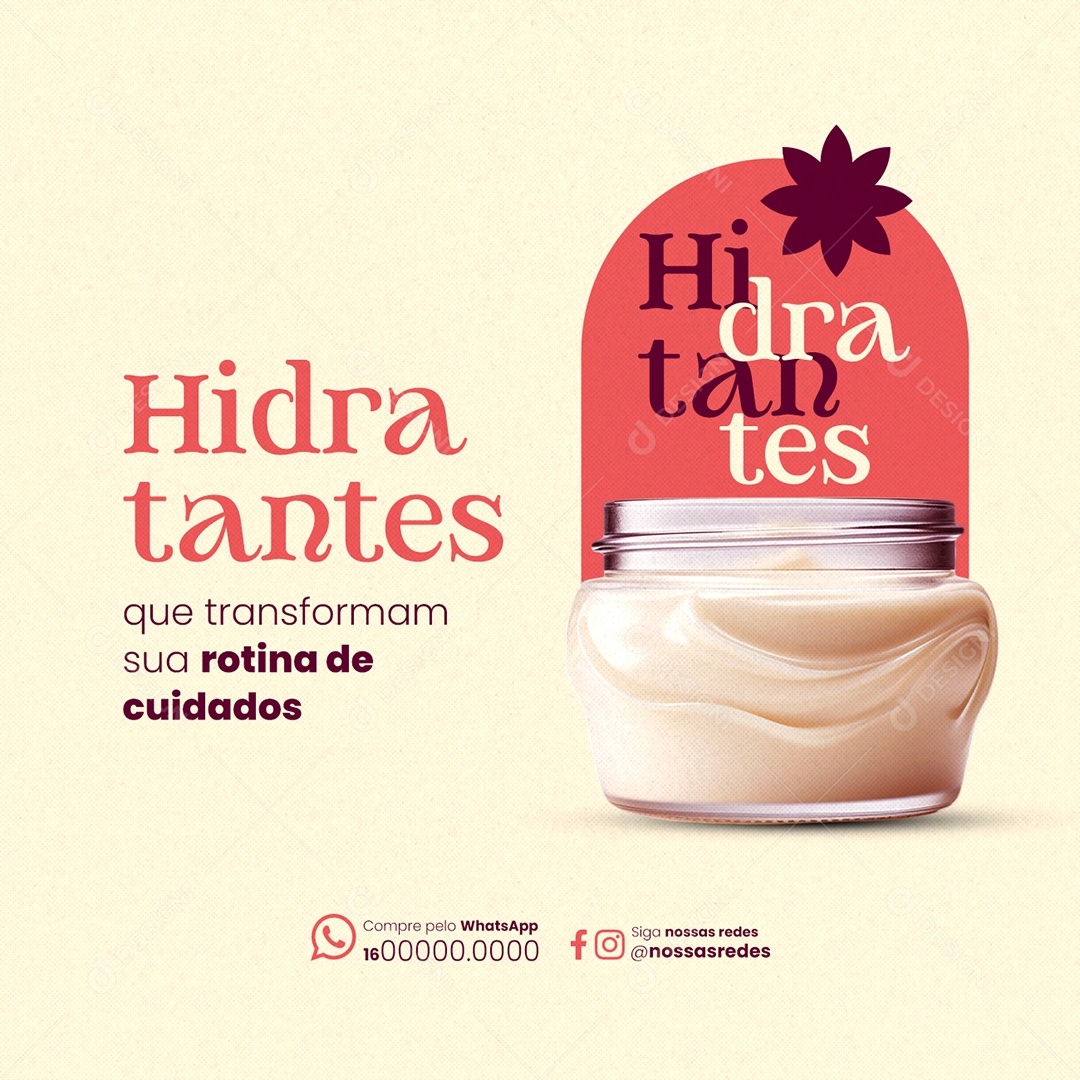 Loja de Cosméticos Hidratantes que transformam sua rotina de cuidados Social Media PSD Editável