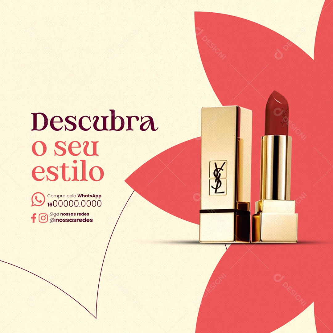Loja de Cosméticos Descubra o seu estilo Social Media PSD Editável