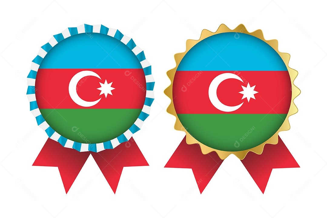 Medalha da Bandeira do Azerbaijão Ilustração Vetor EPS