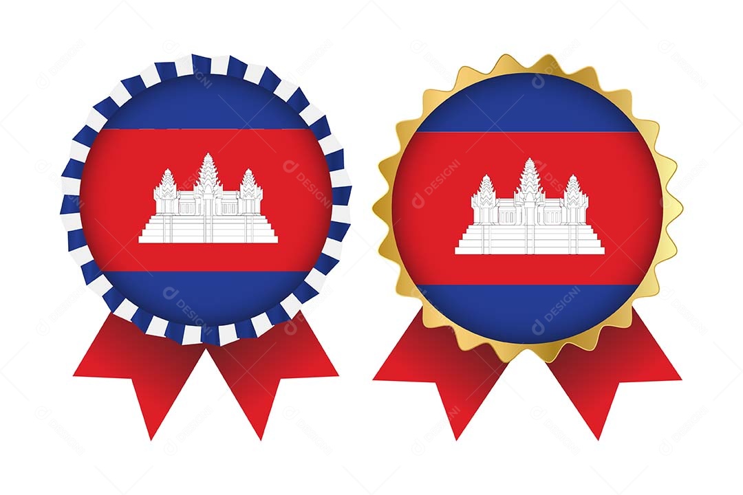 Medalha da Bandeira de Camboja Ilustração Vetor EPS