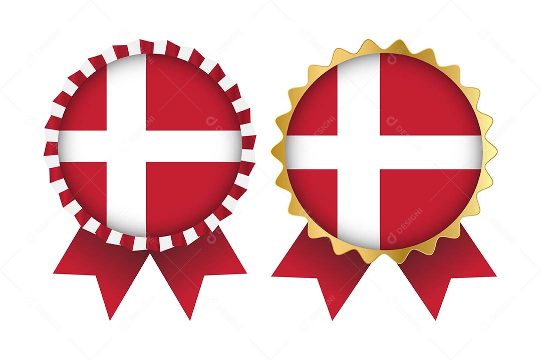 Medalha da Bandeira da Dinamarca Ilustração Vetor EPS