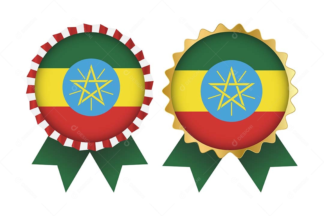 Medalha da Bandeira da Etiópia Ilustração Vetor EPS