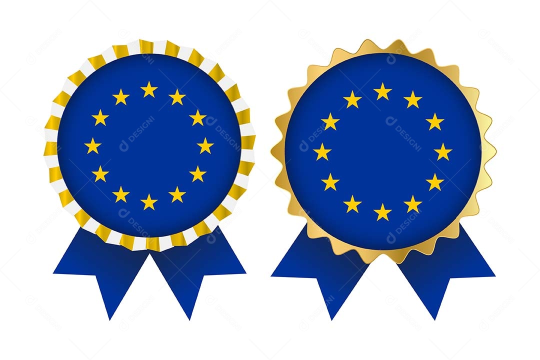 Medalha da Bandeira da União Europeia Ilustração Vetor EPS
