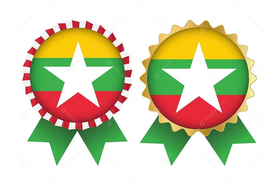 Medalha da Bandeira de Mianmar Ilustração Vetor EPS