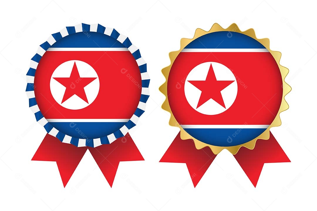 Medalha da Bandeira da Coreia do Norte Ilustração Vetor EPS