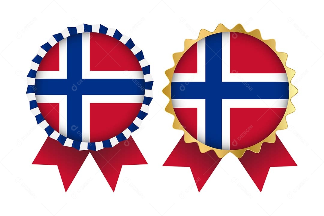 Medalha da Bandeira da Noruega Ilustração Vetor EPS