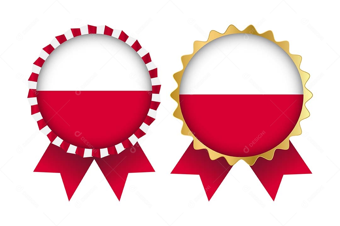 Medalha da Bandeira da Polônia Ilustração Vetor EPS