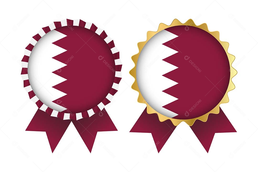 Medalha da Bandeira do Qatar Ilustração Vetor EPS