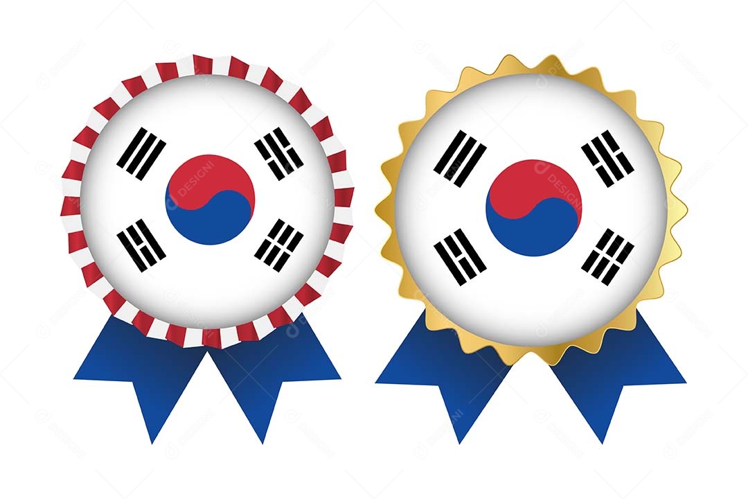 Medalha da Bandeira da Coreia do Sul Ilustração Vetor EPS