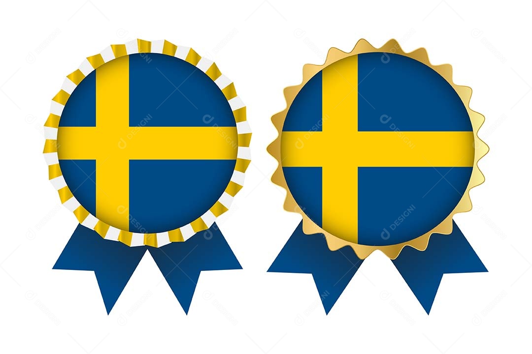 Medalha da Bandeira da Suécia Ilustração Vetor EPS