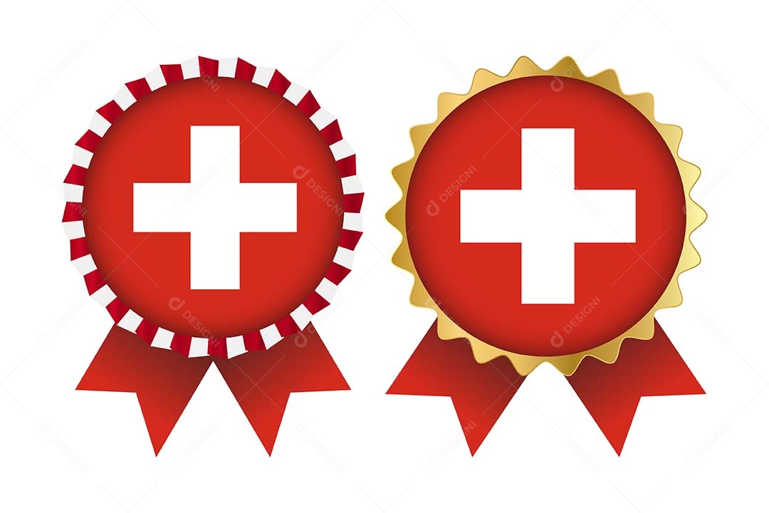 Medalha da Bandeira da Suíça Ilustração Vetor EPS