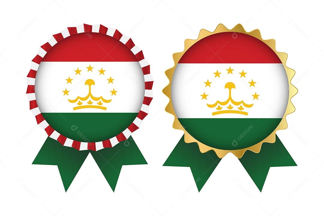 Medalha da Bandeira do Tadjiquistão Ilustração Vetor EPS