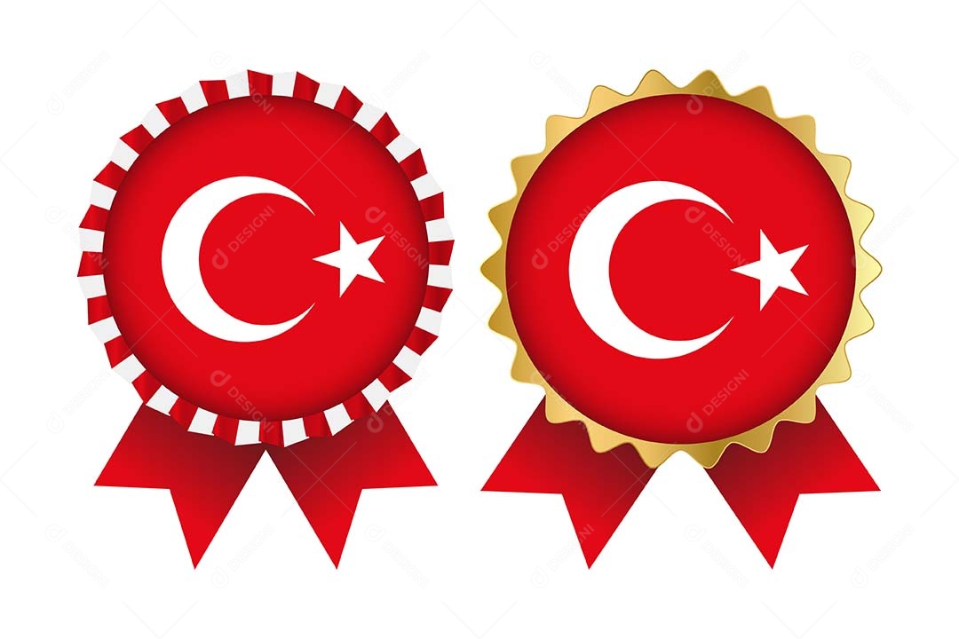 Medalha da Bandeira da Turquia Ilustração Vetor EPS