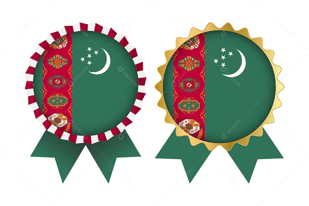 Medalha da Bandeira do Turcomenistão Ilustração Vetor EPS
