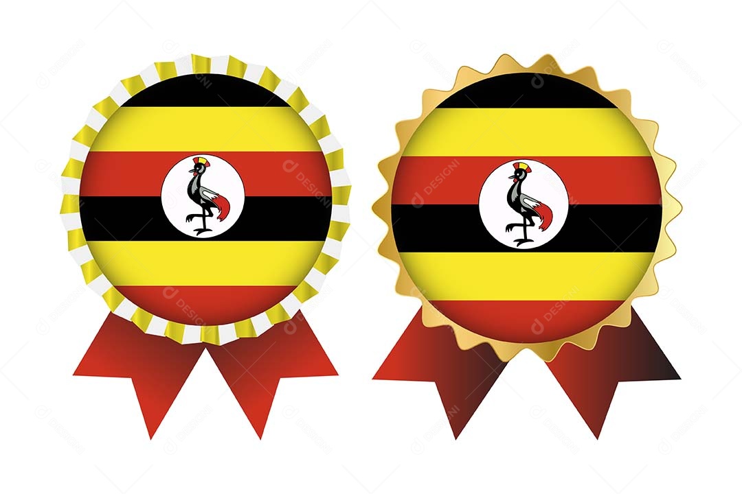 Medalha da Bandeira de Uganda Ilustração Vetor EPS