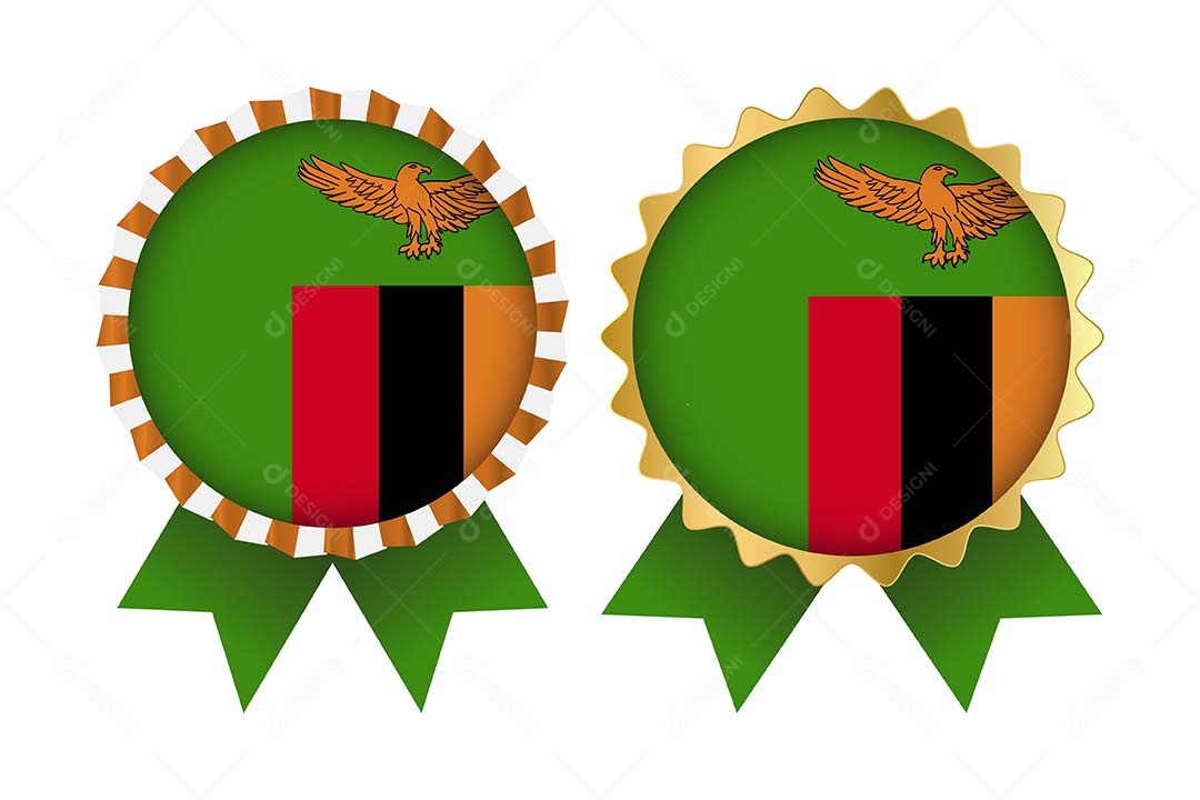 Medalha da Bandeira Zâmbia Ilustração Vetor EPS