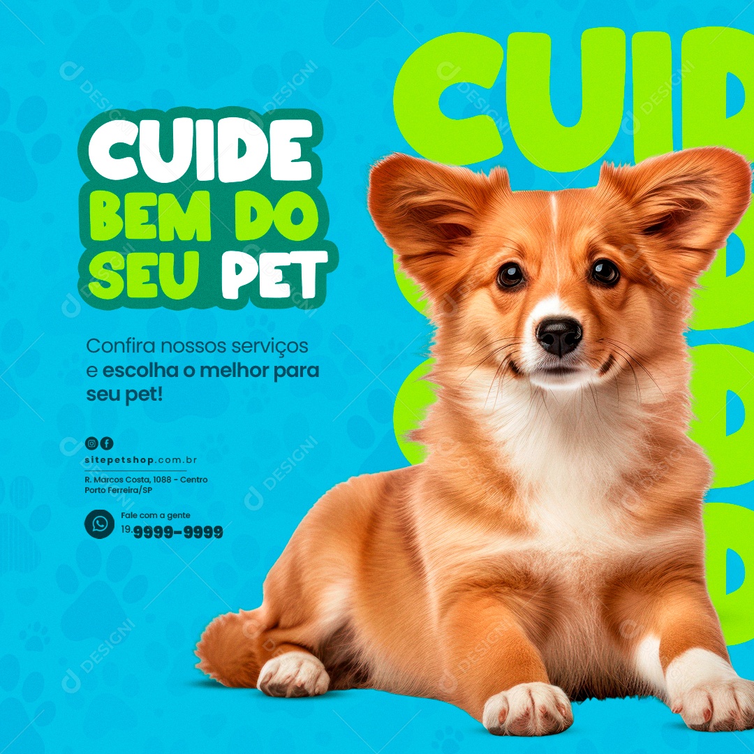 Pet Shop Cuide Bem do seu Pet Confira nossos serviços Social Media PSD Editável