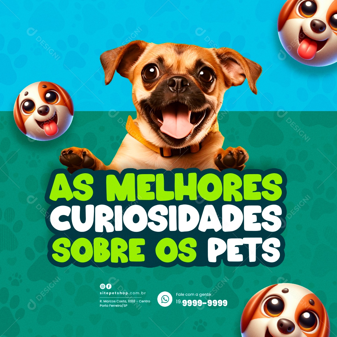 Pet Shop As Melhores Curiosidades Sobre os Pets Social Media PSD Editável