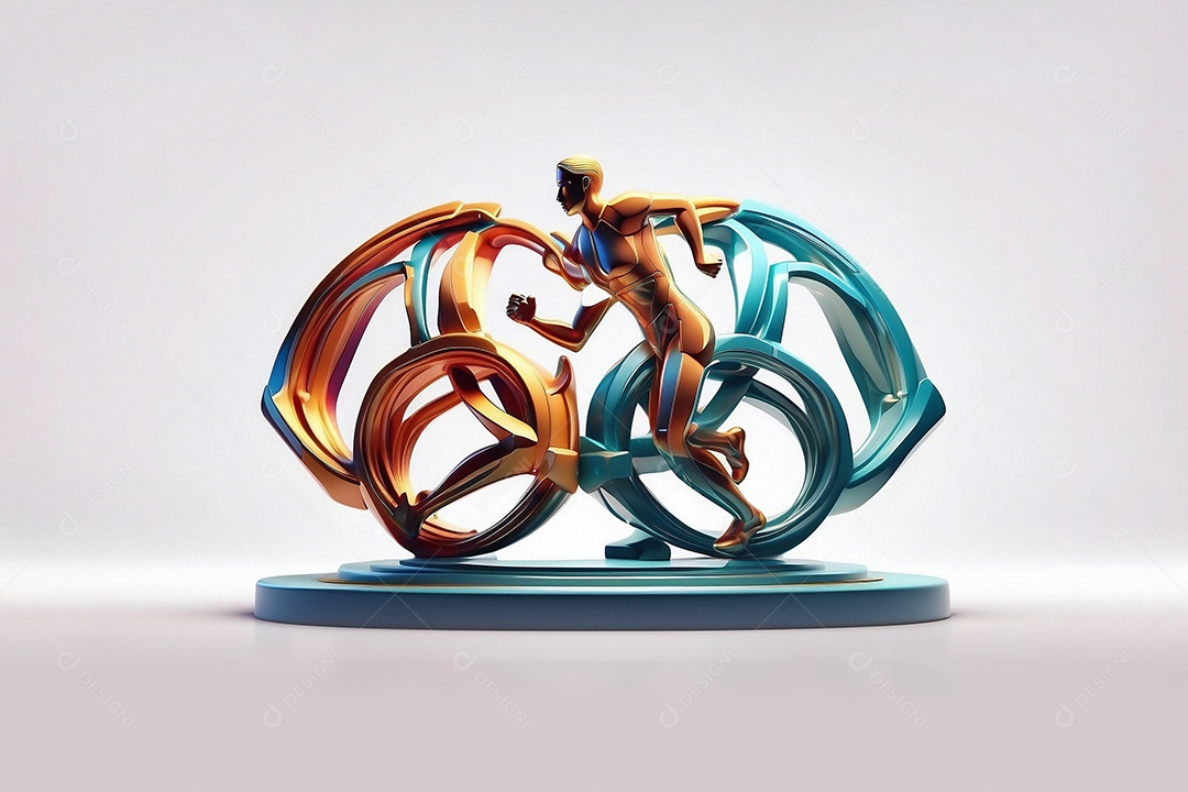 Olimpíadas renderização 3D do troféu esportivo olímpico conceito IA generativa sobre fundo branco isolado