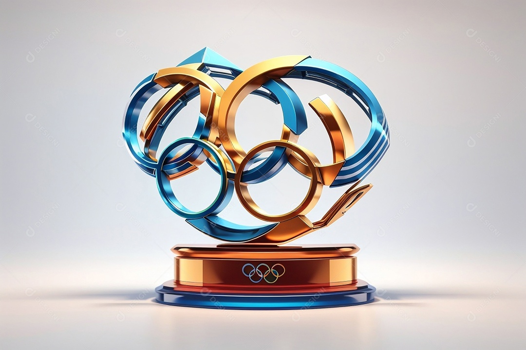 Olimpíadas renderização 3D do troféu esportivo olímpico conceito sobre fundo branco isolado