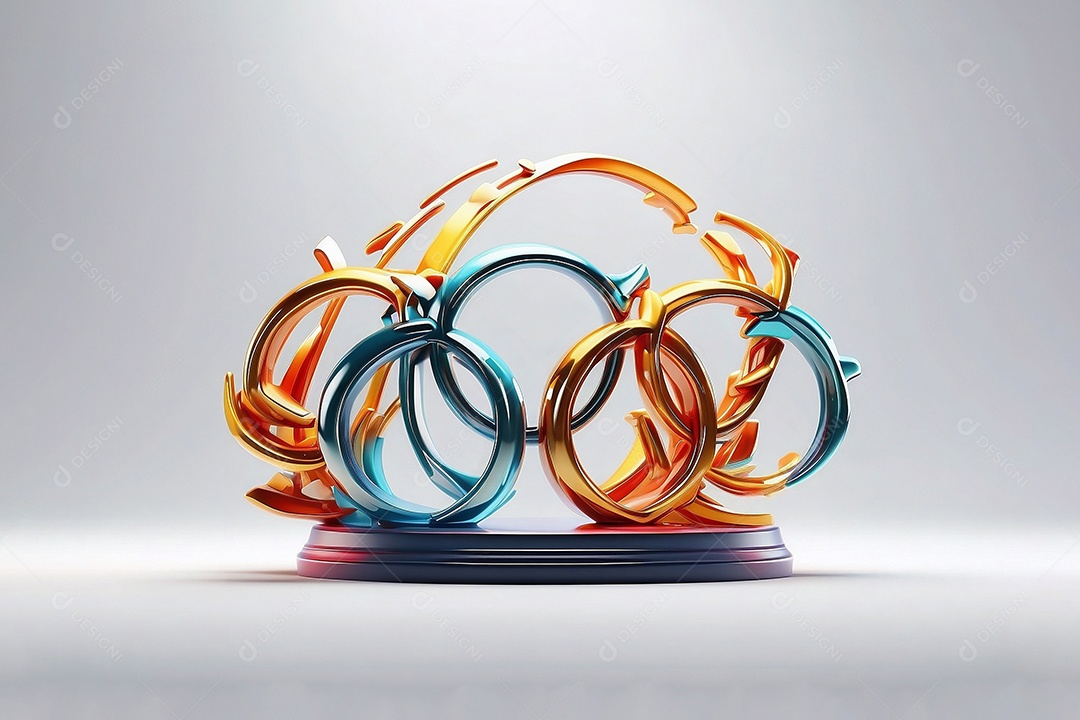 Olimpíadas renderização 3D do troféu esportivo olímpico conceito sobre fundo branco isolado