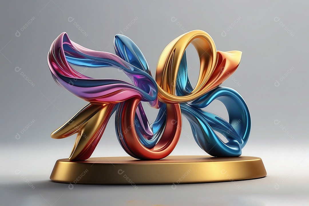 Olimpíadas renderização 3D do troféu esportivo olímpico conceito sobre fundo branco isolado