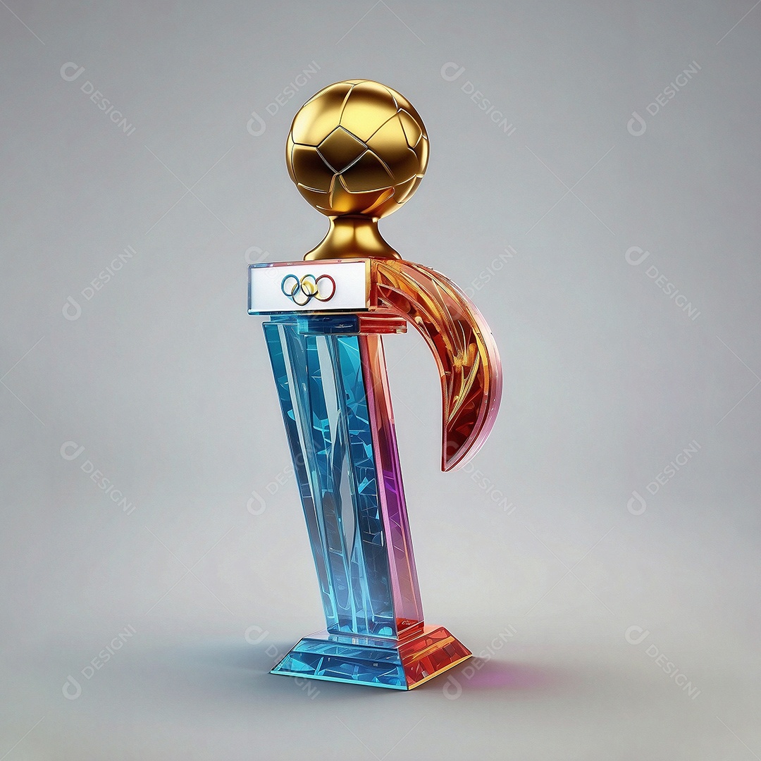 Olimpíadas renderização 3D do troféu esportivo olímpico conceito sobre fundo branco isolado