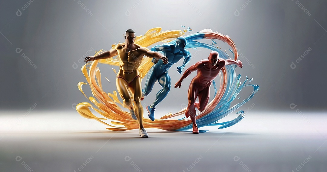 Olimpíadas renderização 3D do troféu esportivo olímpico conceito sobre fundo branco isolado