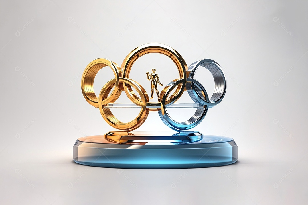 Olimpíadas renderização 3D do troféu esportivo olímpico conceito sobre fundo branco isolado