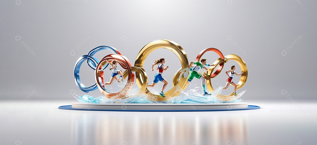 Olimpíadas renderização 3D do troféu esportivo olímpico conceito sobre fundo branco isolado