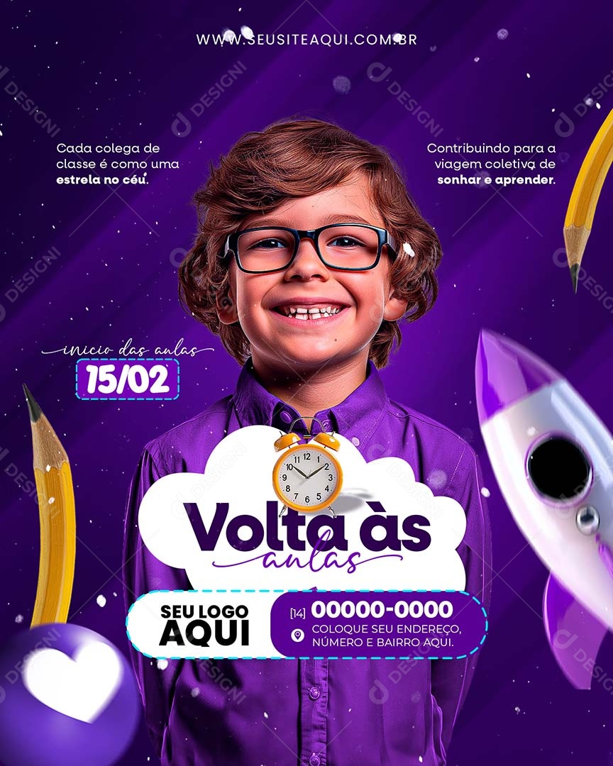 Volta às Aulas cada Colega de Classe é como uma Estrela no Céu Social Media PSD Editável