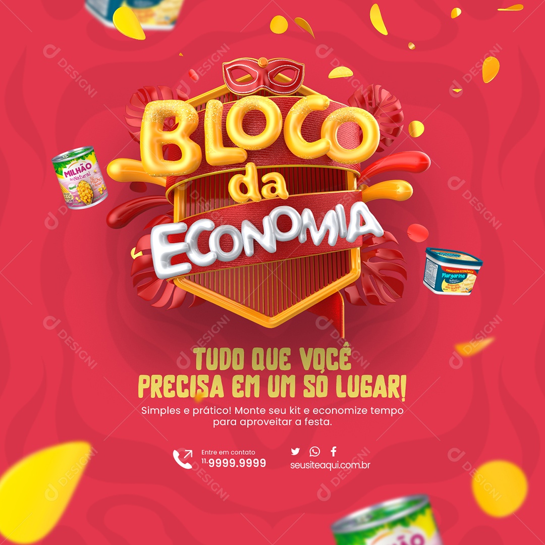 Supermercado Bloco da Economia Margarina Milho Tudo Que Você Precisa Social Media PSD Editável
