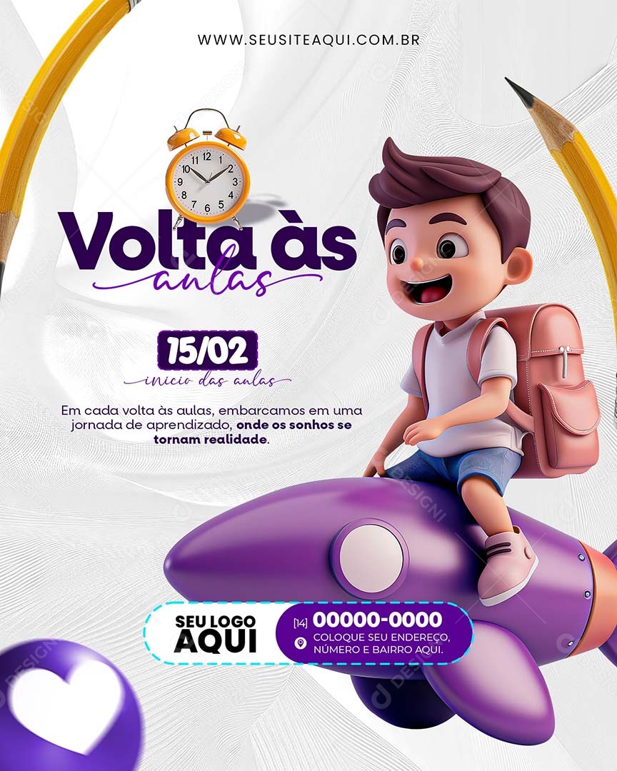 Em Cada Volta às Aulas Embarcamos em uma Jornada de Aprendizado Social Media PSD Editável