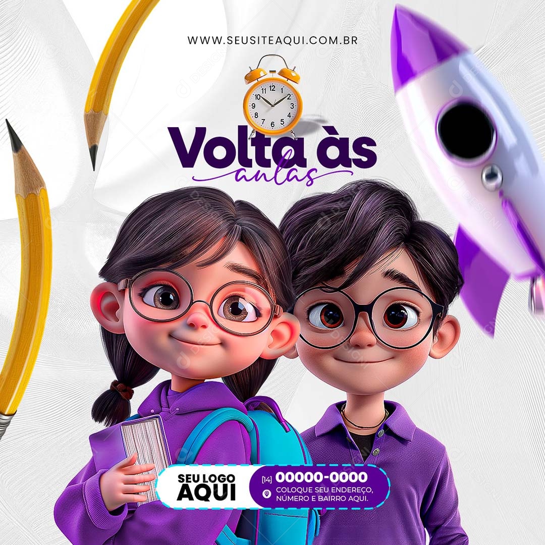 Feed Volta às Aulas 2024 Social Media PSD Editável