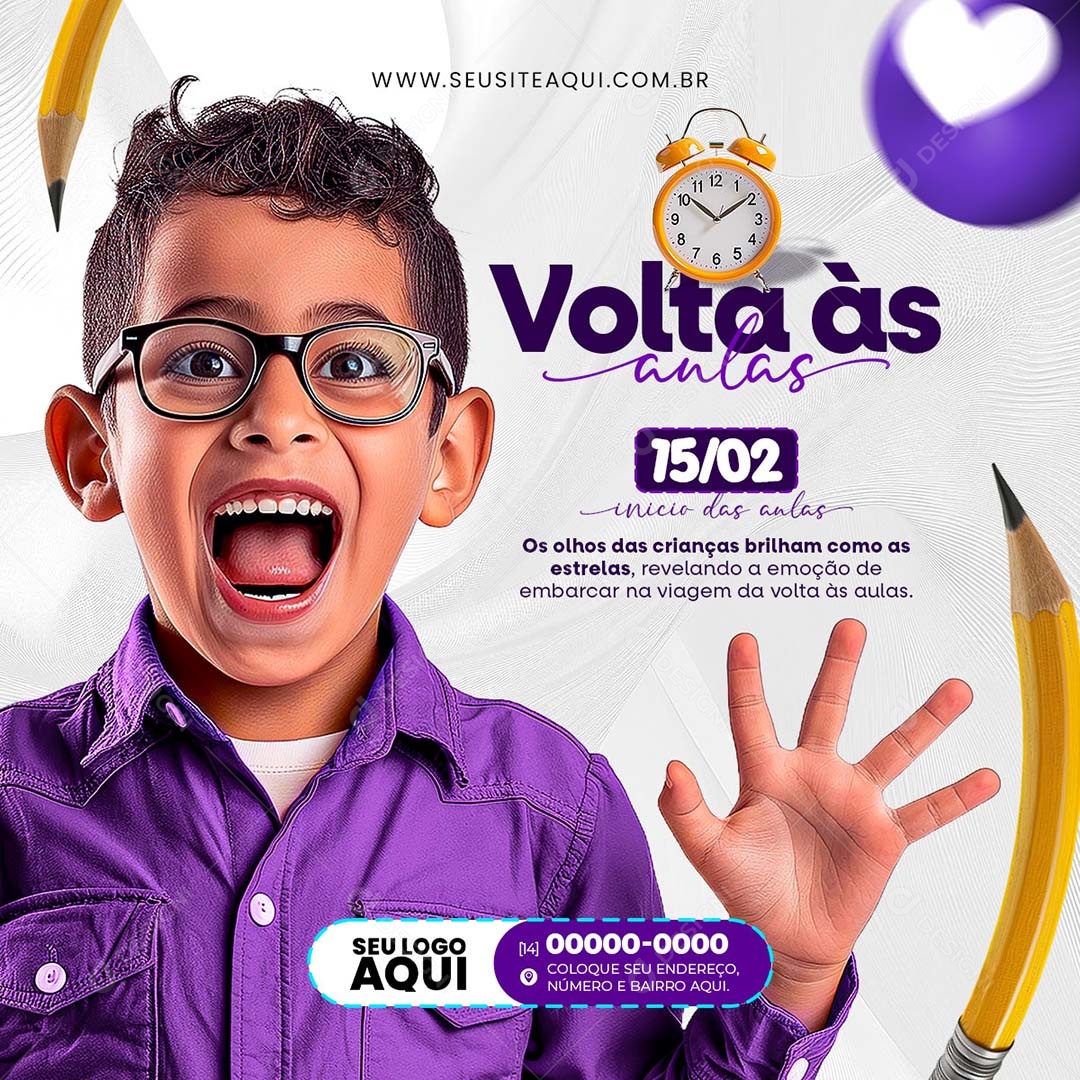 Feed Volta às Aulas os Olhos das Crianças Brilham com as Estrelas Social Media PSD Editável