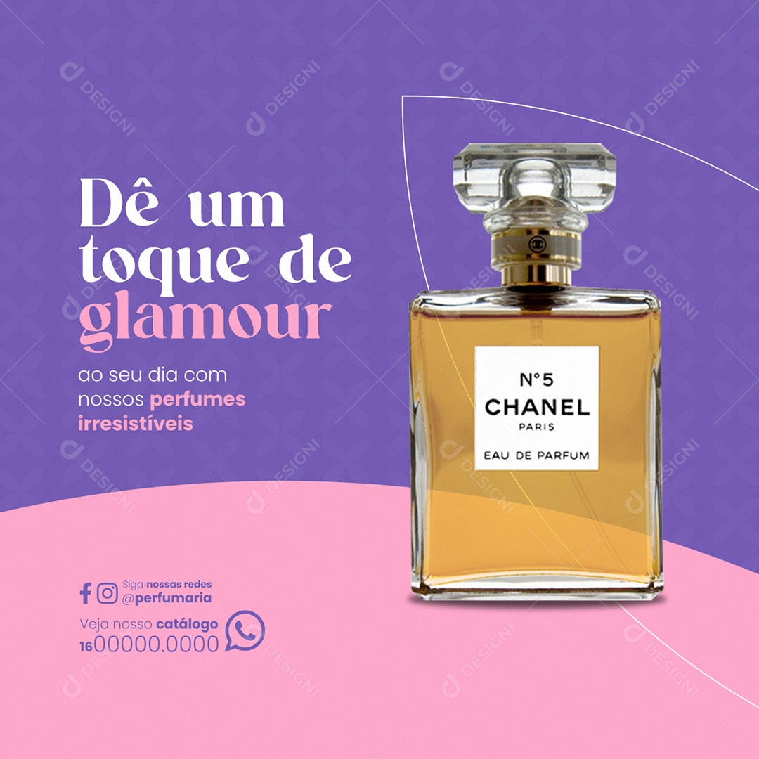 Perfumaria Dê um toque de glamour Social Media PSD Editável
