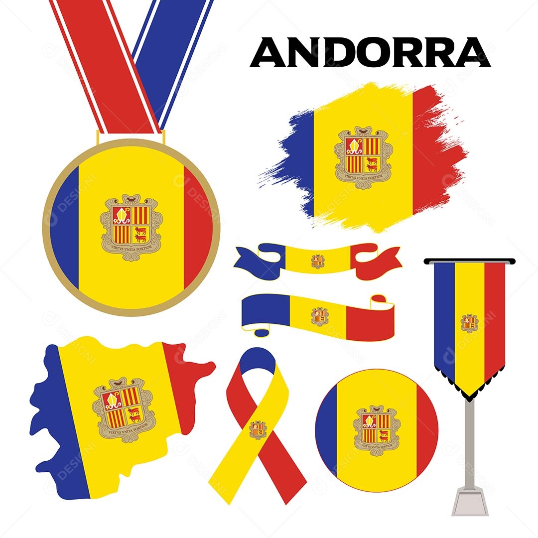 Conjunto de Bandeiras da Andorra Ilustração Vetor EPS