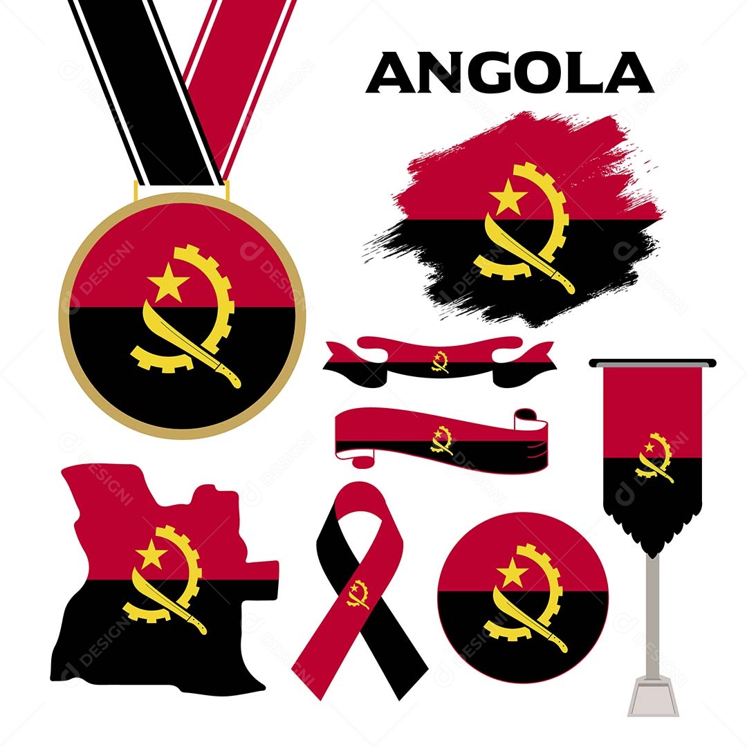 Conjunto de Bandeiras da Angola Ilustração Vetor EPS