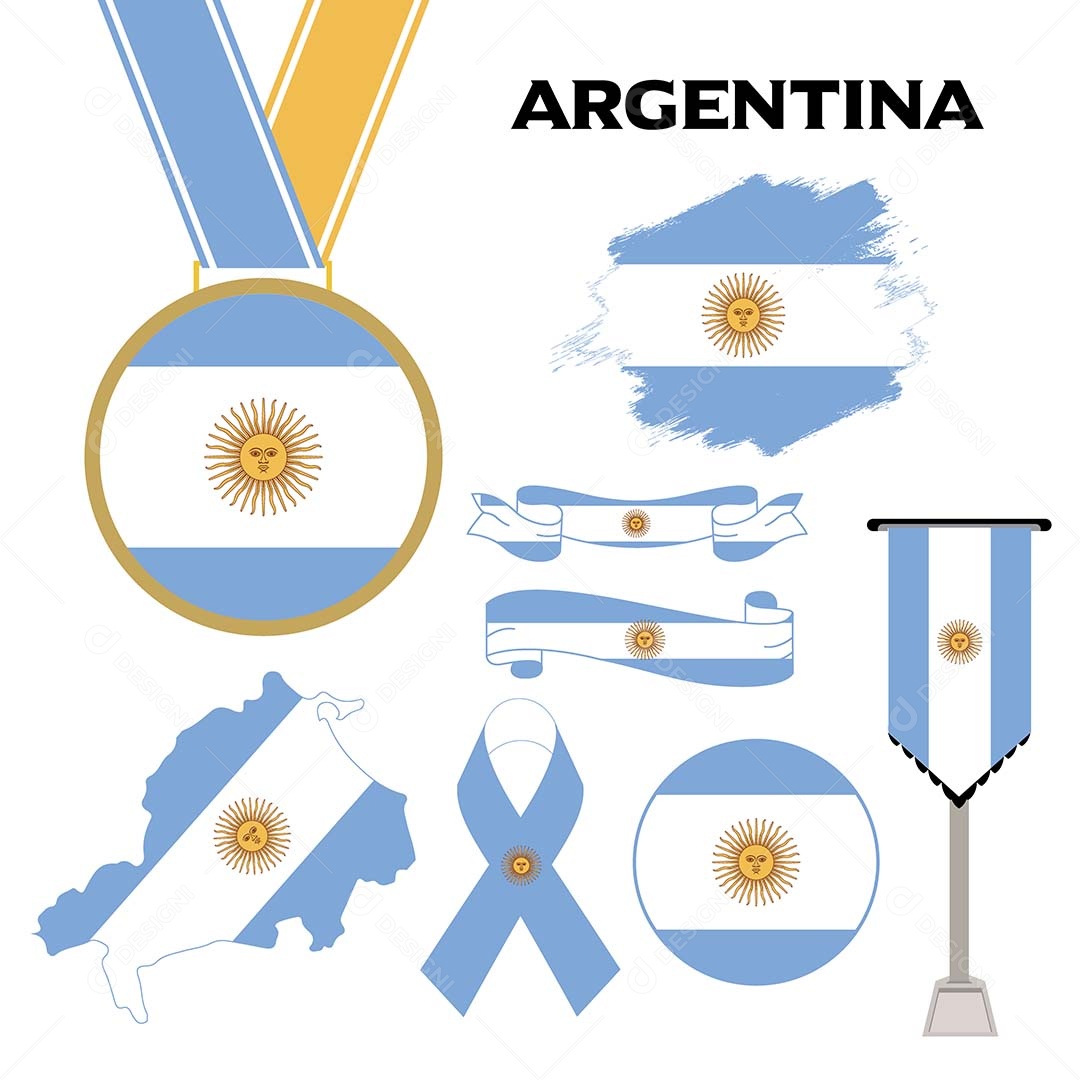 Conjunto de Bandeiras da Argentina Ilustração Vetor EPS