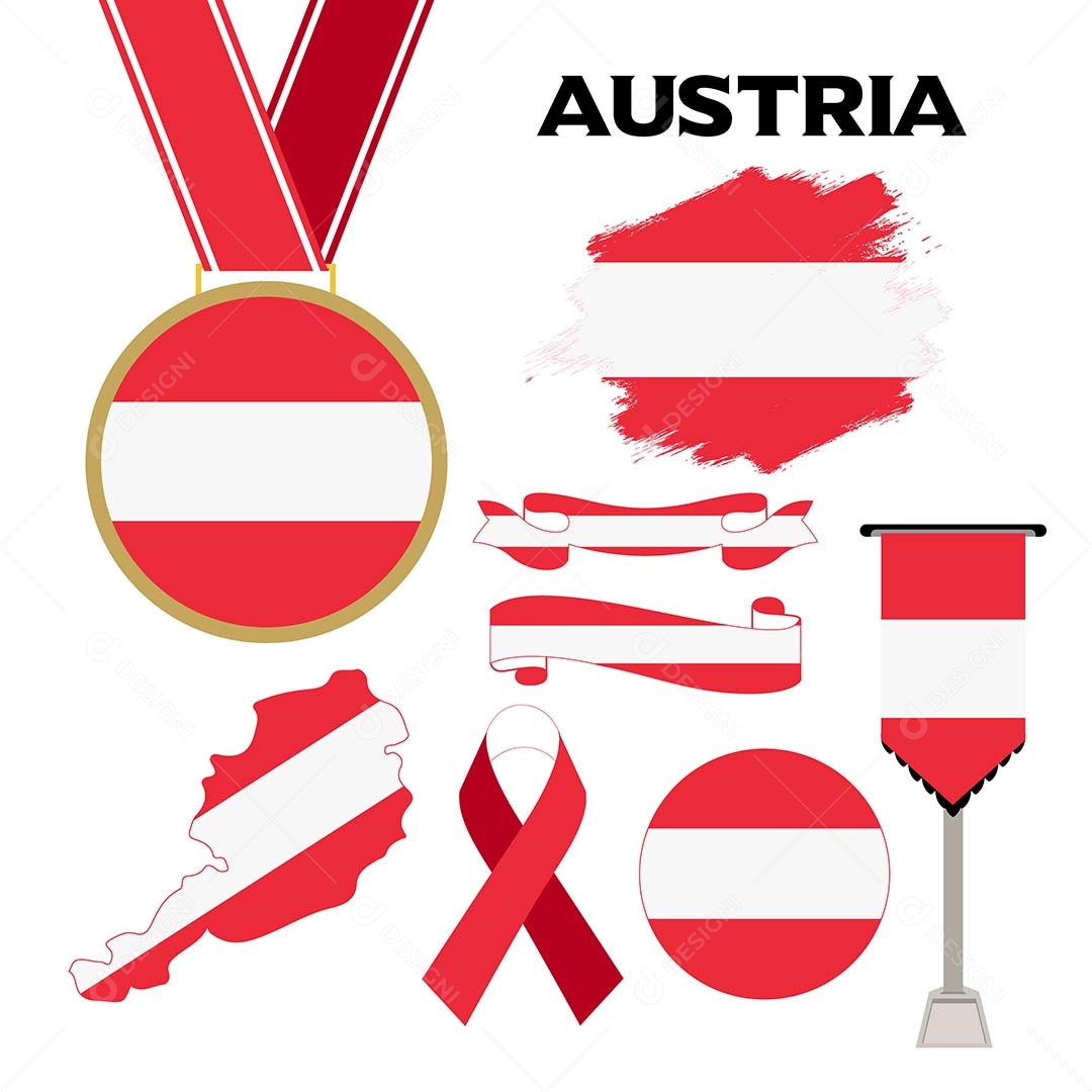 Conjunto de Bandeiras da Áustria Ilustração Vetor EPS