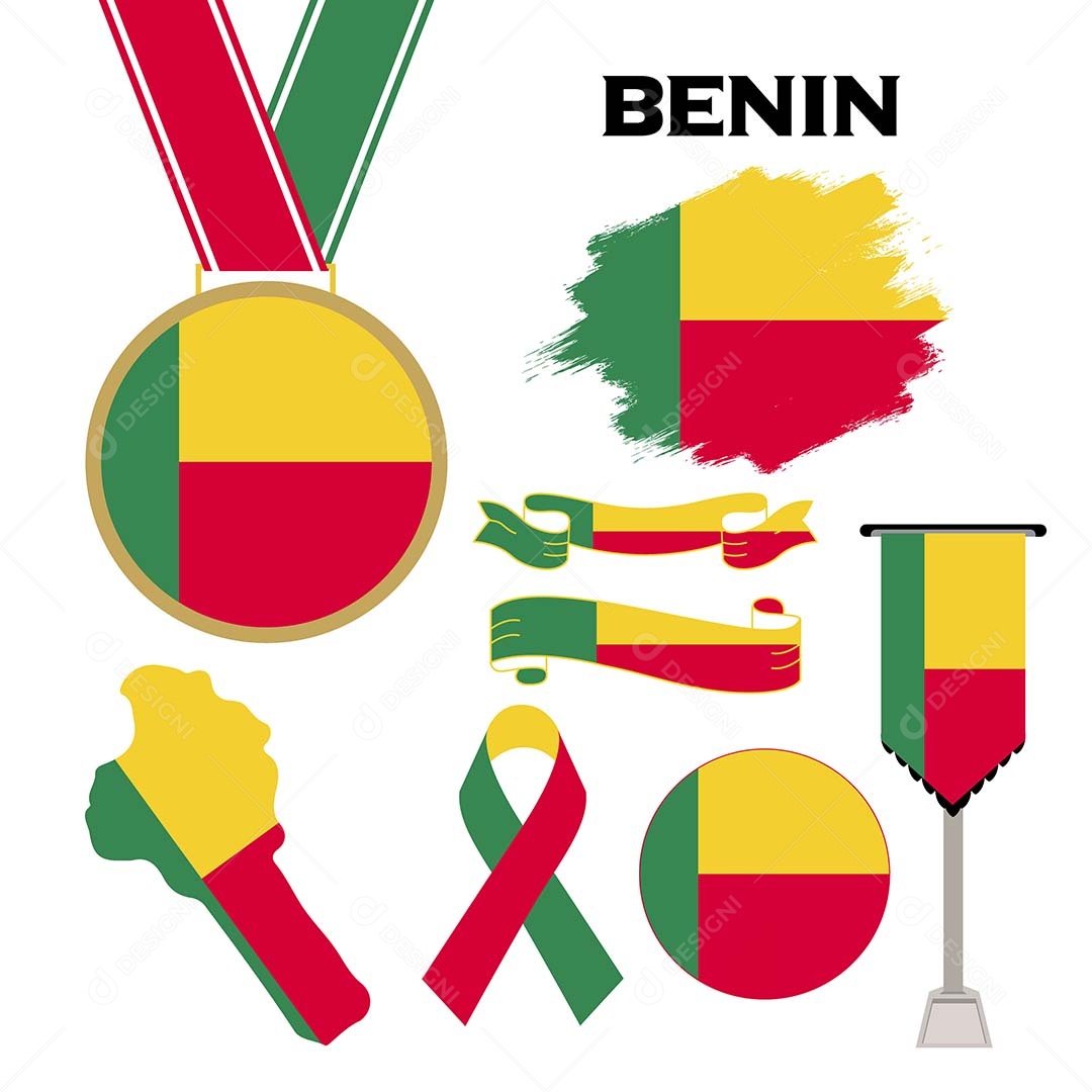 Conjunto de Bandeiras de Benin Ilustração Vetor EPS