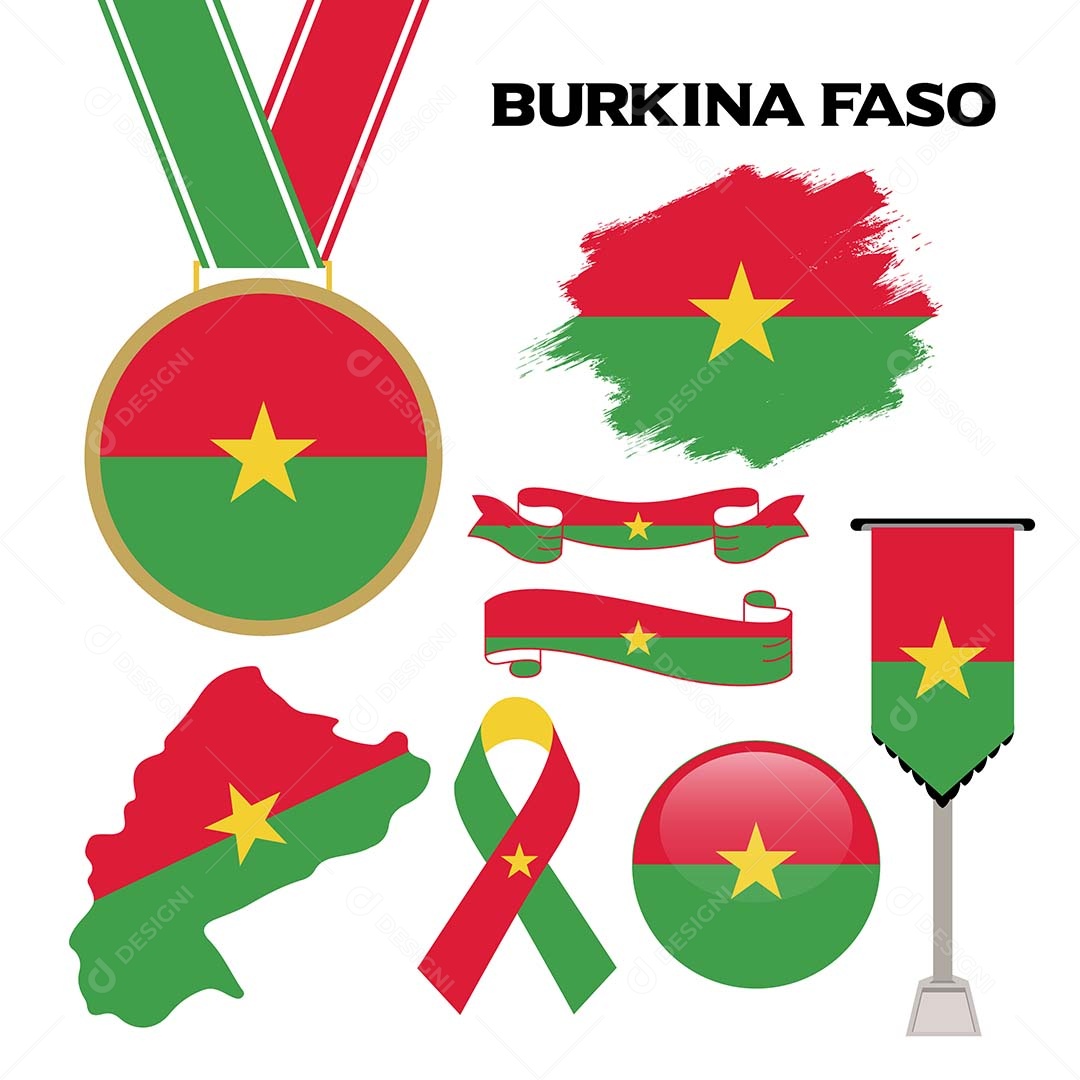 Conjunto de Bandeiras de Burkina Faso Ilustração Vetor EPS