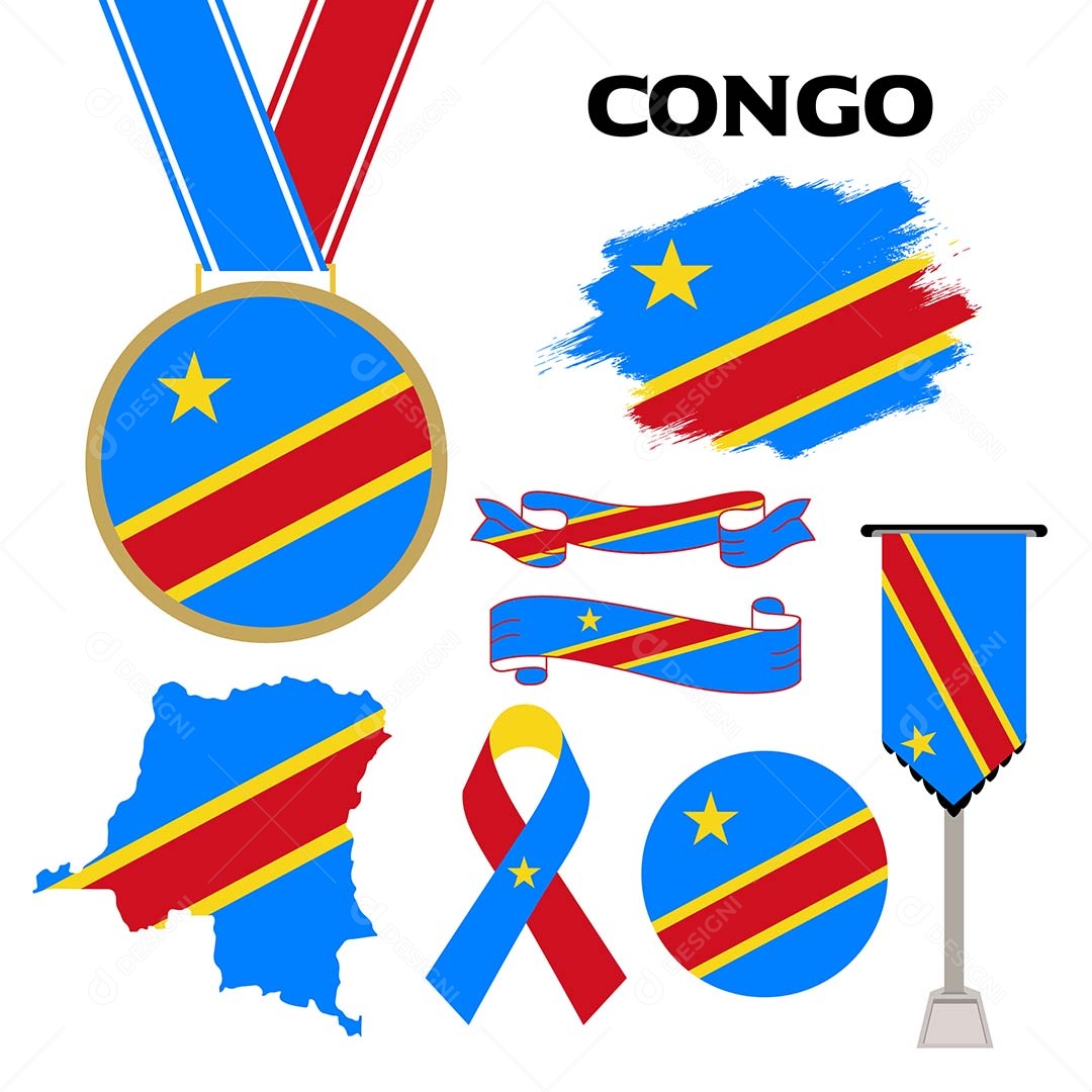 Conjunto de Bandeiras do Congo Ilustração Vetor EPS