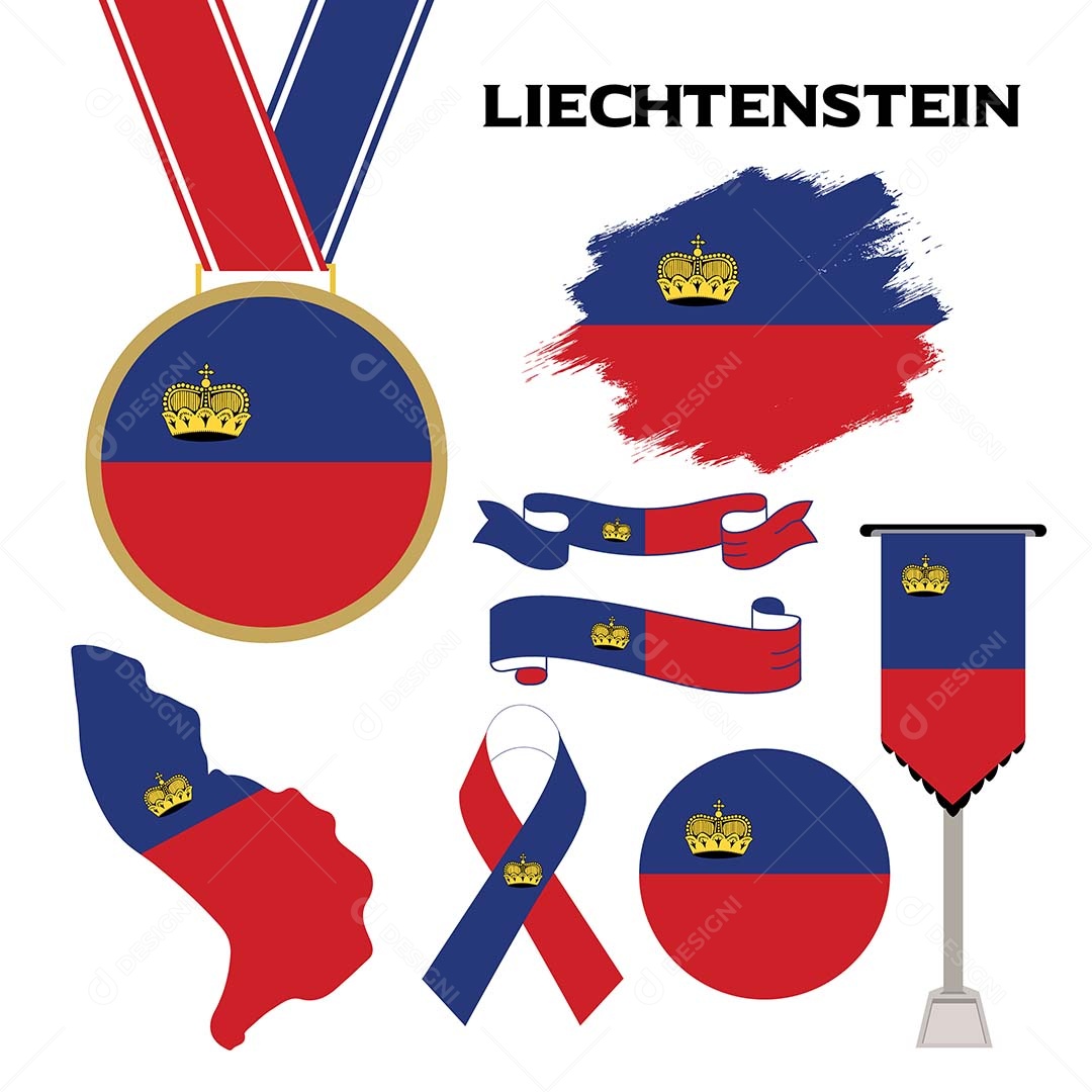 Conjunto de Bandeiras de Liechtenstein Ilustração Vetor EPS