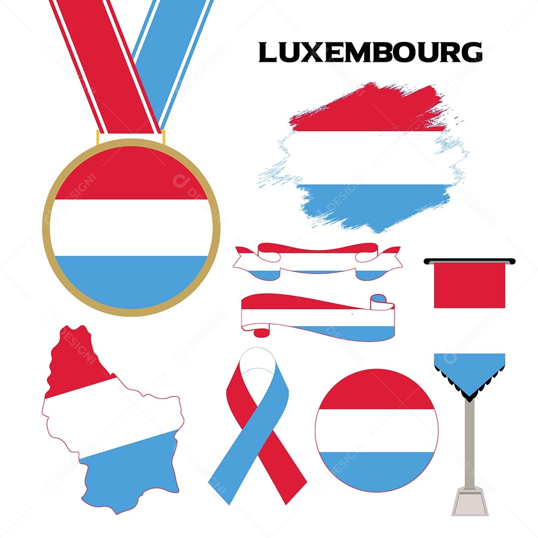 Conjunto de Bandeiras de Luxemburgo Ilustração Vetor EPS