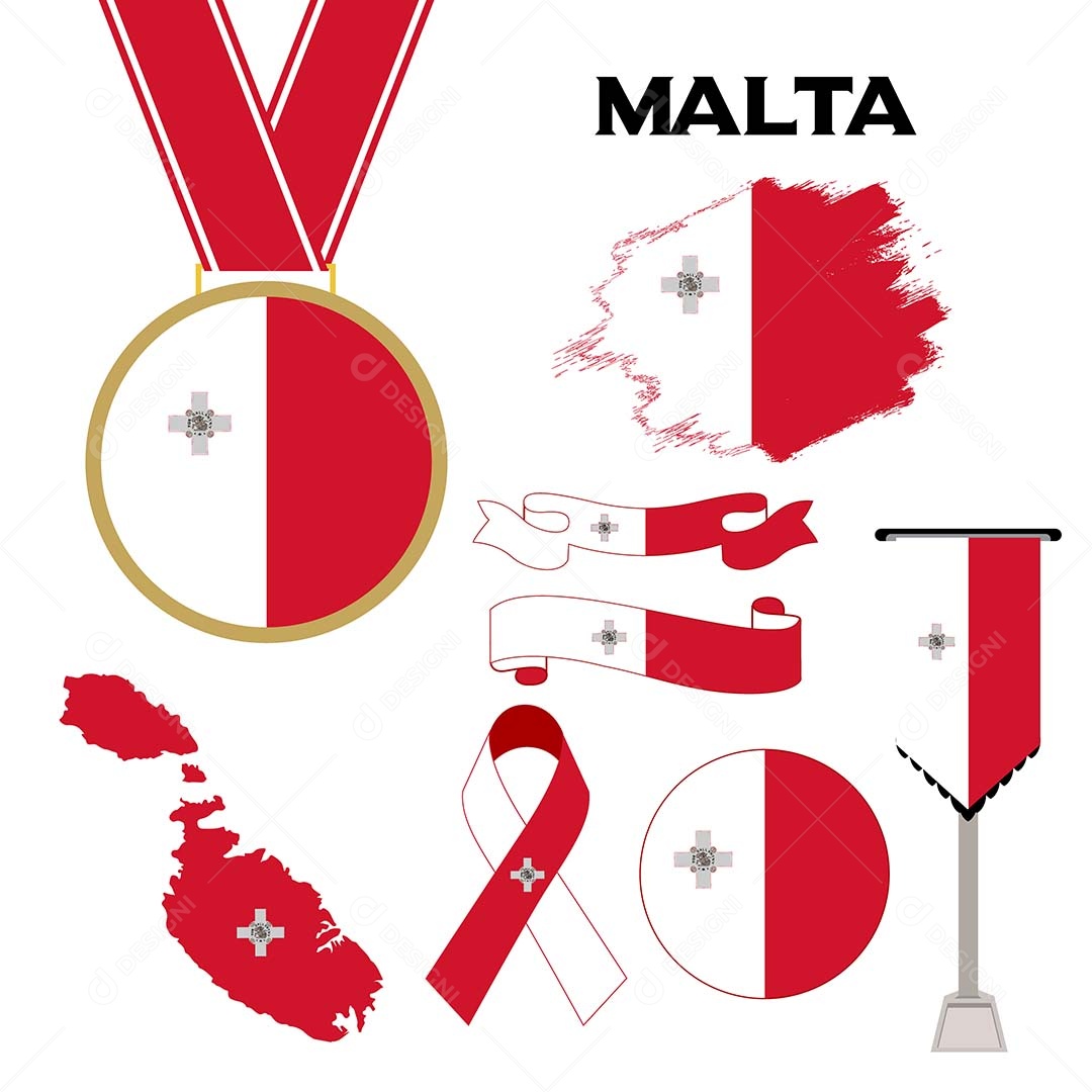 Conjunto de Bandeiras de Malta Ilustração Vetor EPS