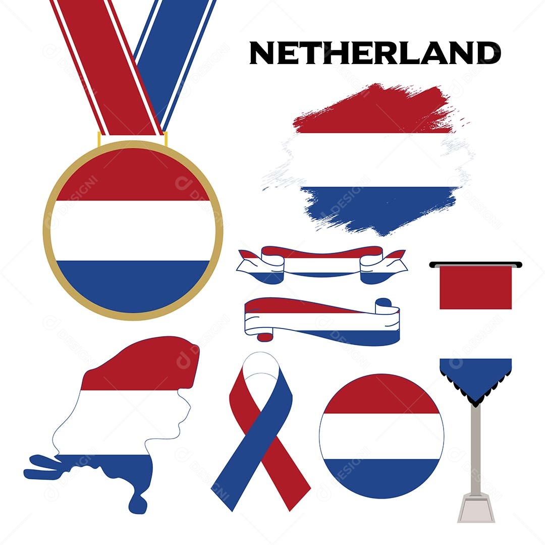 Conjunto de Bandeiras da Holanda Ilustração Vetor EPS