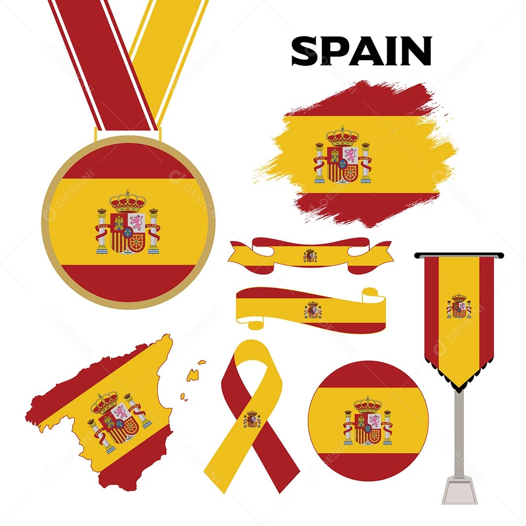 Conjunto de Bandeiras da Espanha Ilustração Vetor EPS