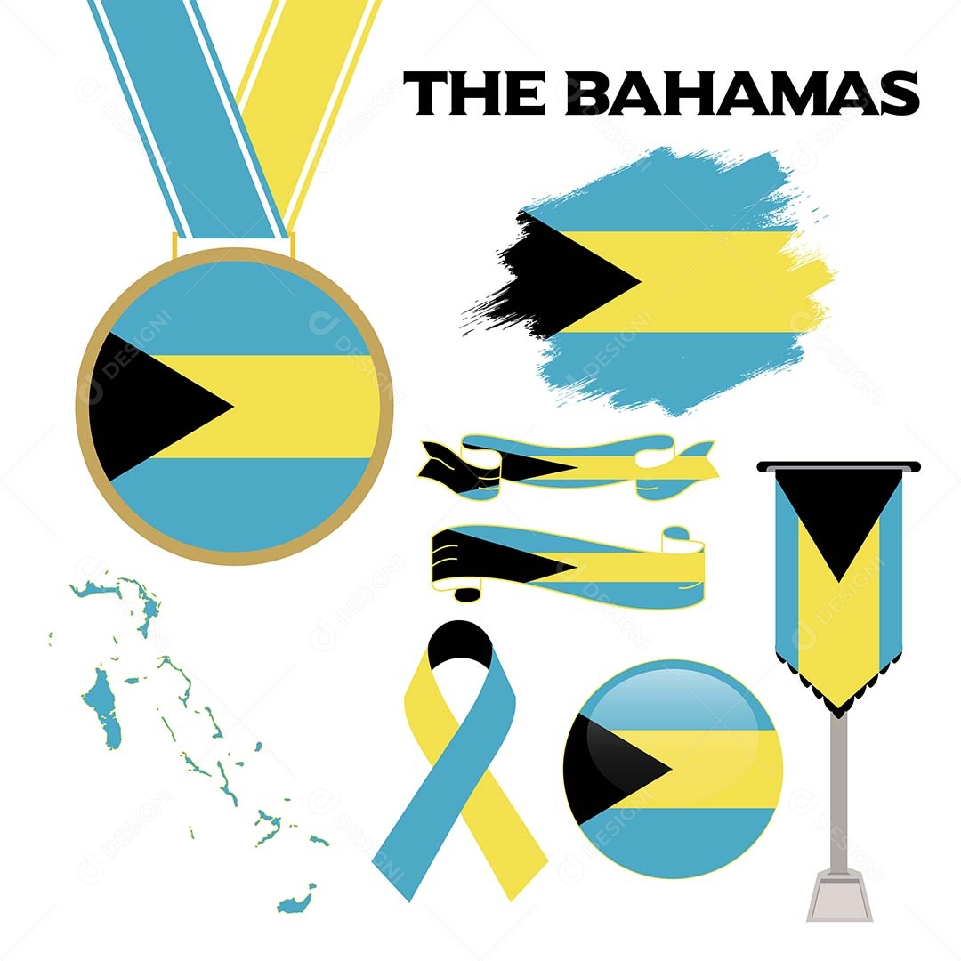 Conjunto de Bandeiras das Bahamas Ilustração Vetor EPS